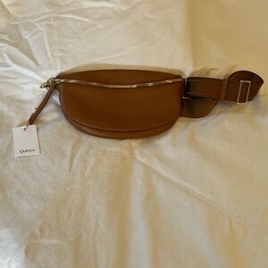 Quince Italian Pebbled Leather Sling Bag Cognac